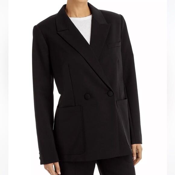 Good American Size 1 (S) Scuba Blazer The Boss 2.0 Double Breasted Shoulder Pads - Picture 2 of 14